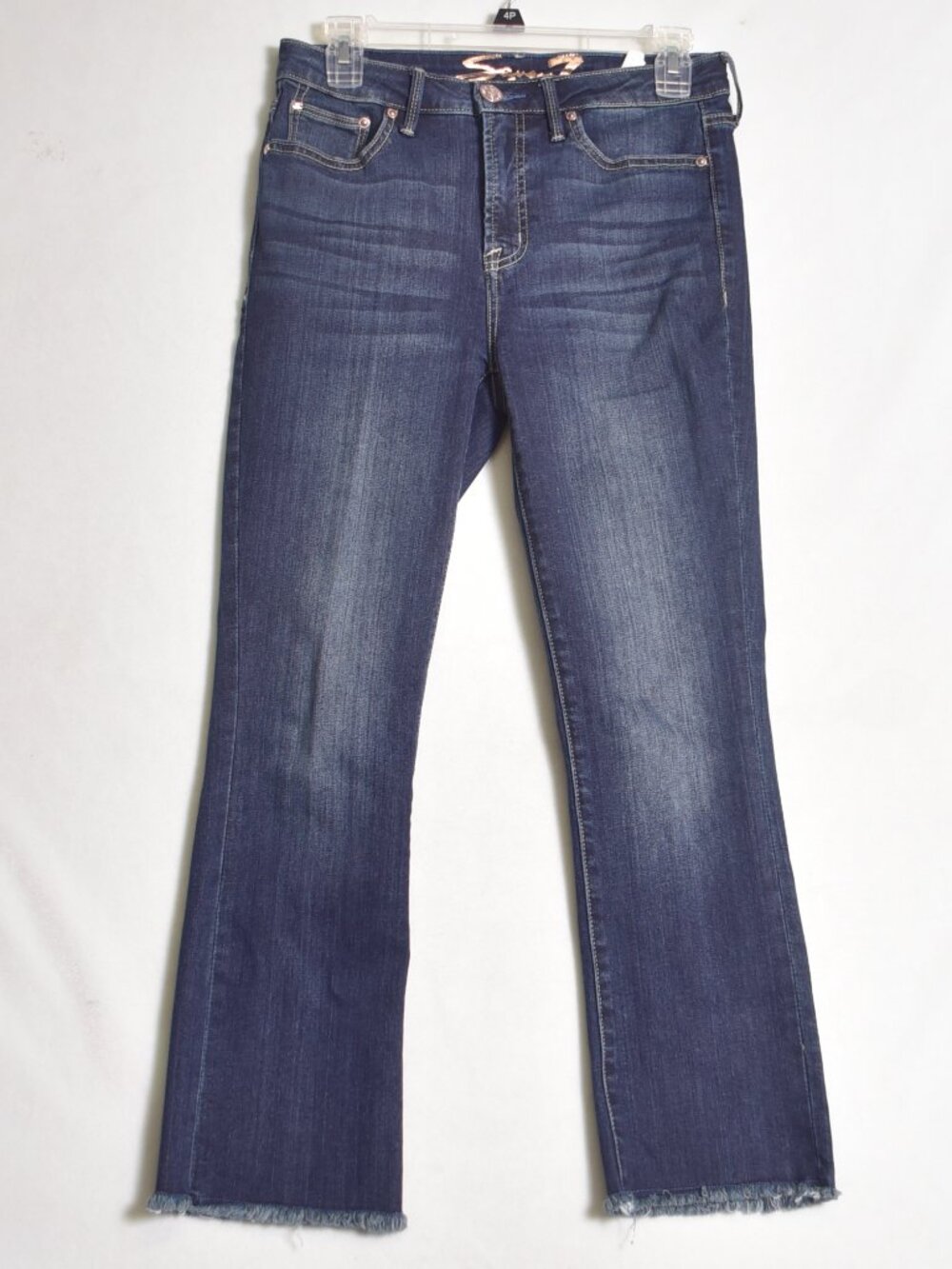 Seven 7 Women's Fashion Blue Jeans Dark Wash Raw Hem Size 4